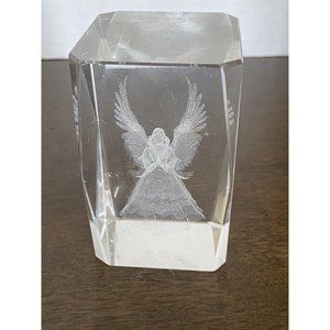 Angel 3D Hologram Laser Etched Glass Crystal Paperweight 3'' X 2''